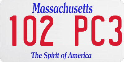 MA license plate 102PC3