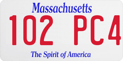 MA license plate 102PC4