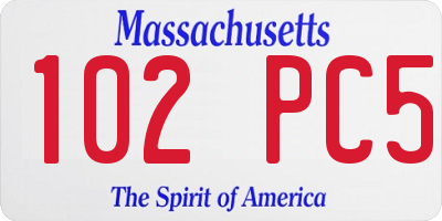 MA license plate 102PC5