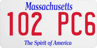 MA license plate 102PC6