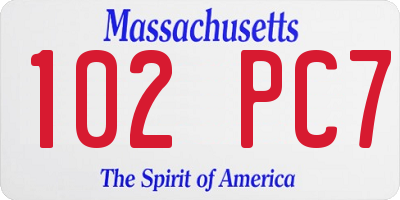 MA license plate 102PC7