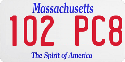 MA license plate 102PC8