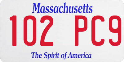 MA license plate 102PC9