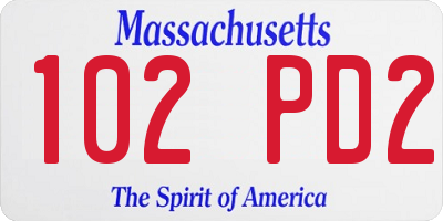 MA license plate 102PD2