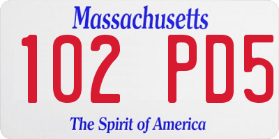 MA license plate 102PD5