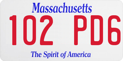 MA license plate 102PD6