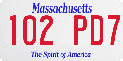 MA license plate 102PD7