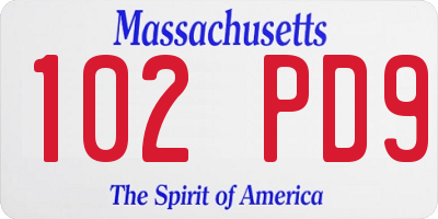 MA license plate 102PD9