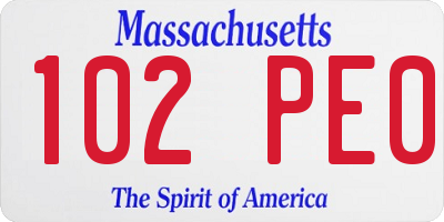 MA license plate 102PE0