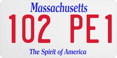 MA license plate 102PE1