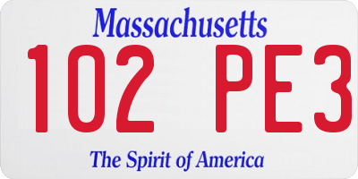 MA license plate 102PE3