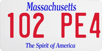 MA license plate 102PE4