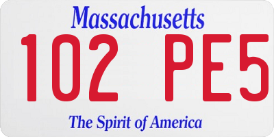 MA license plate 102PE5