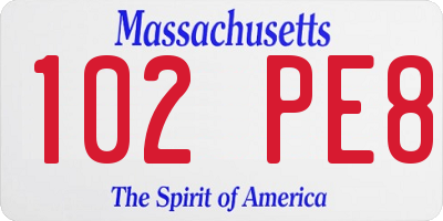 MA license plate 102PE8