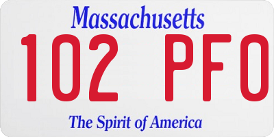MA license plate 102PF0