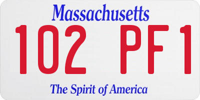 MA license plate 102PF1