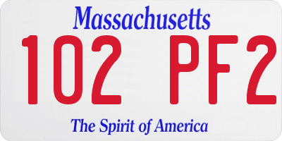 MA license plate 102PF2