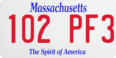 MA license plate 102PF3