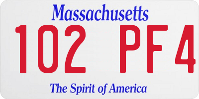 MA license plate 102PF4