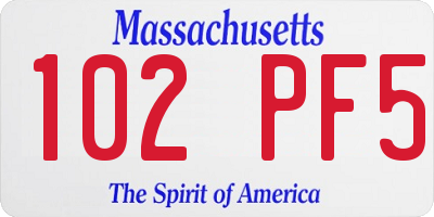 MA license plate 102PF5