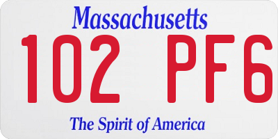 MA license plate 102PF6