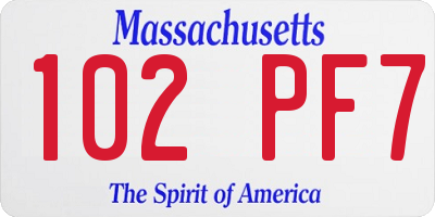 MA license plate 102PF7