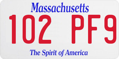 MA license plate 102PF9