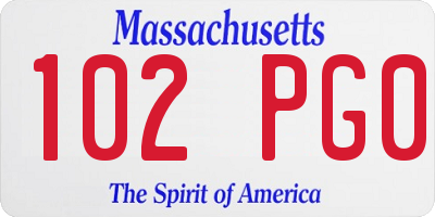 MA license plate 102PG0