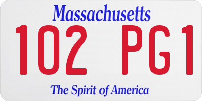 MA license plate 102PG1
