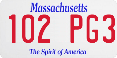 MA license plate 102PG3