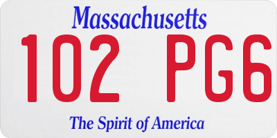 MA license plate 102PG6