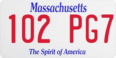 MA license plate 102PG7