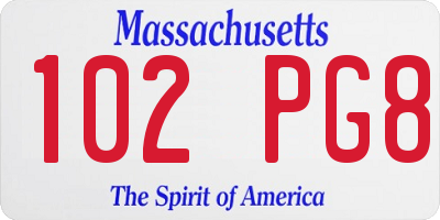 MA license plate 102PG8