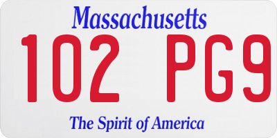 MA license plate 102PG9