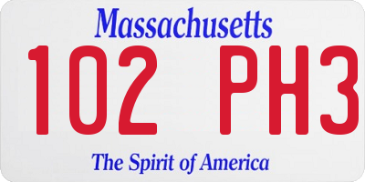 MA license plate 102PH3