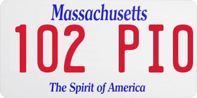 MA license plate 102PI0