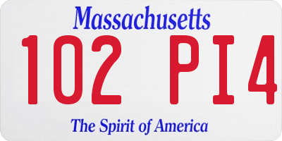 MA license plate 102PI4