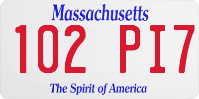 MA license plate 102PI7