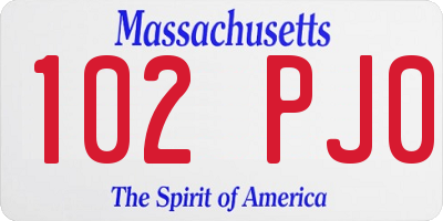 MA license plate 102PJ0