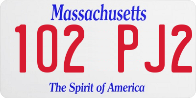 MA license plate 102PJ2