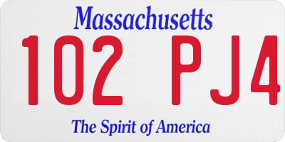 MA license plate 102PJ4