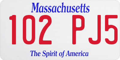 MA license plate 102PJ5