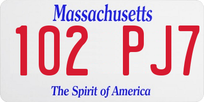 MA license plate 102PJ7