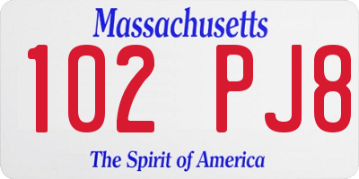 MA license plate 102PJ8