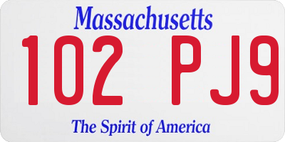 MA license plate 102PJ9