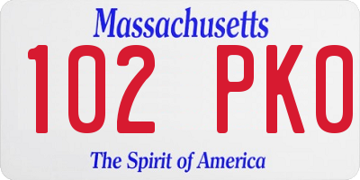 MA license plate 102PK0