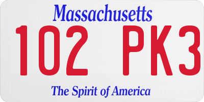 MA license plate 102PK3