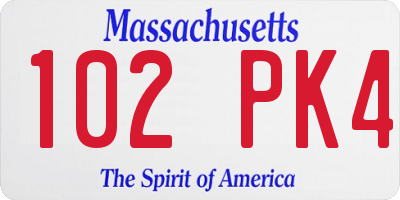 MA license plate 102PK4