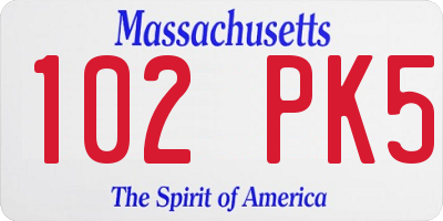 MA license plate 102PK5