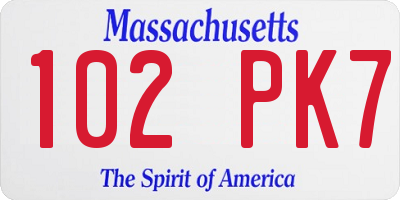 MA license plate 102PK7